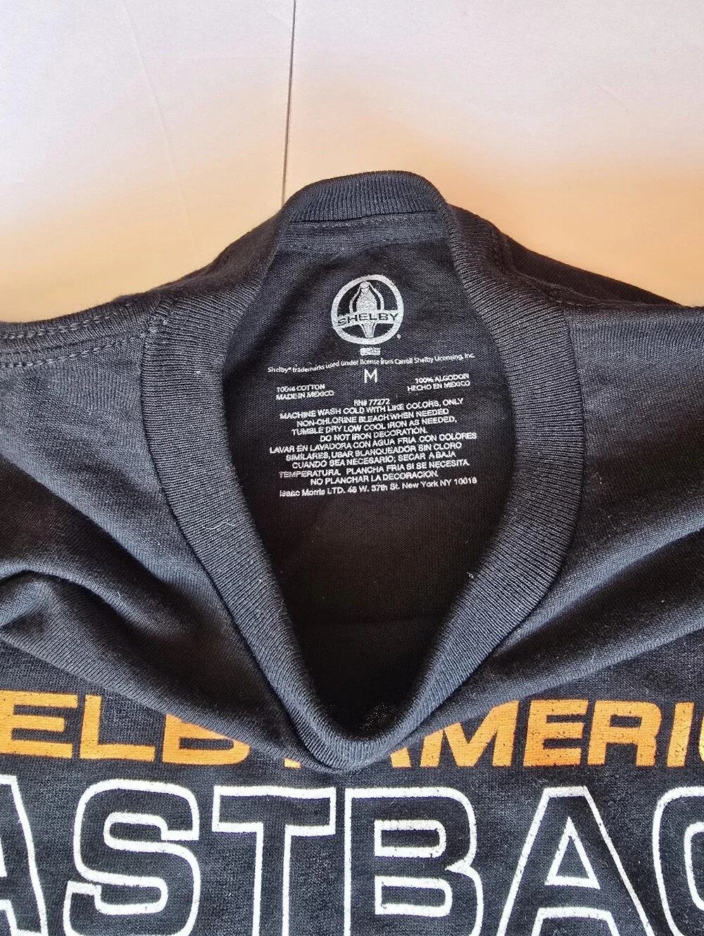 Shelby Black Fastback Graphic Tee with Orange and White Accents